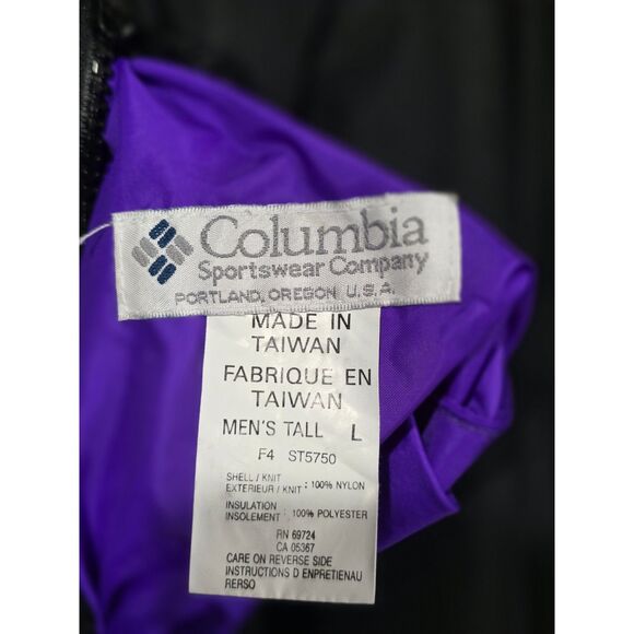 Vintage Columbia 90s Reversible Puffer Jacket Men’s Tall L Black Purple Nylon - Picture 13 of 13